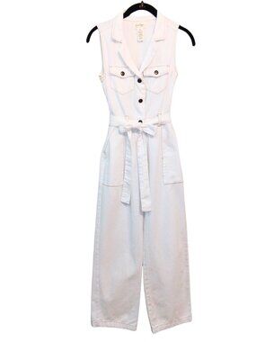 WOMEN'S JESSICA SIMPSON SLEEVELESS WHITE DENIM JUMPSUIT - SIZE XS